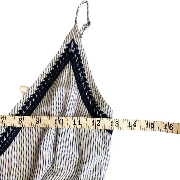 Japna Trendy Blue White Stripe Jumpsuit Dainty Embroidery Wide Leg Palazzo Style - Picture 12 of 16